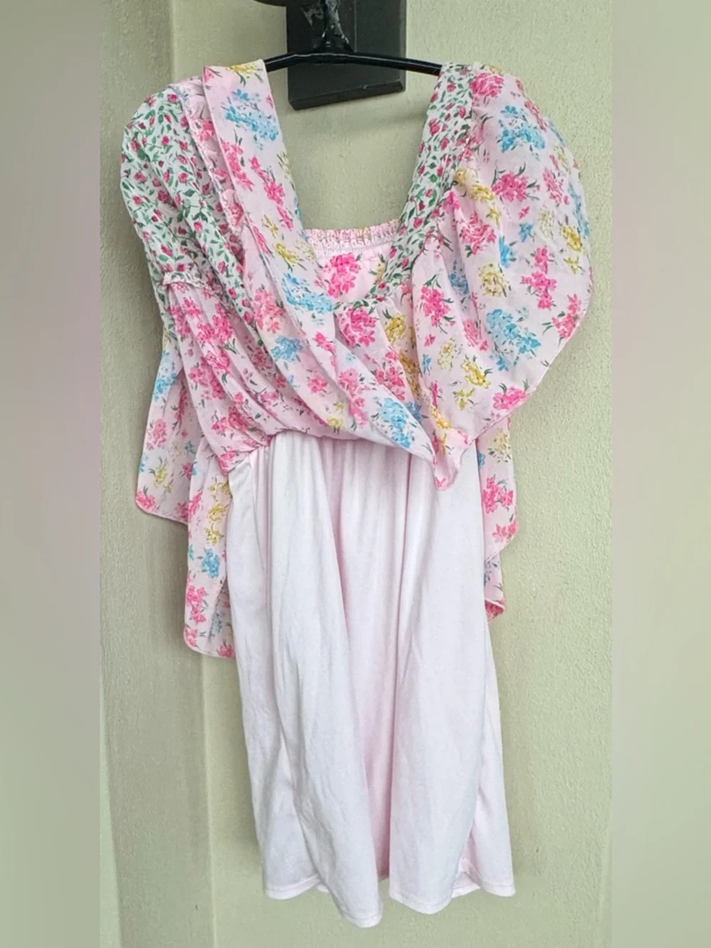 Chenault/Pink & Violet Girls Sundress Multicolor Floral 100% Polyester Size 9/10